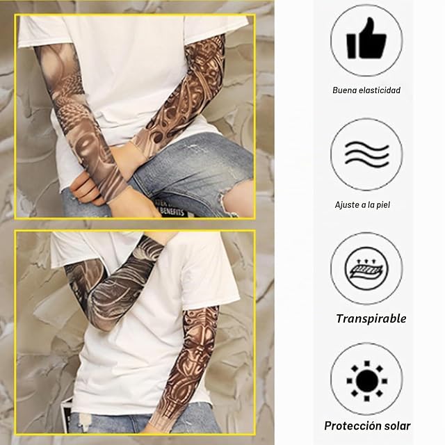 Foto 3 de 6 de MaoNativey 4 Mangas Falsas de Tatuaje para Hombres y Mujeres
