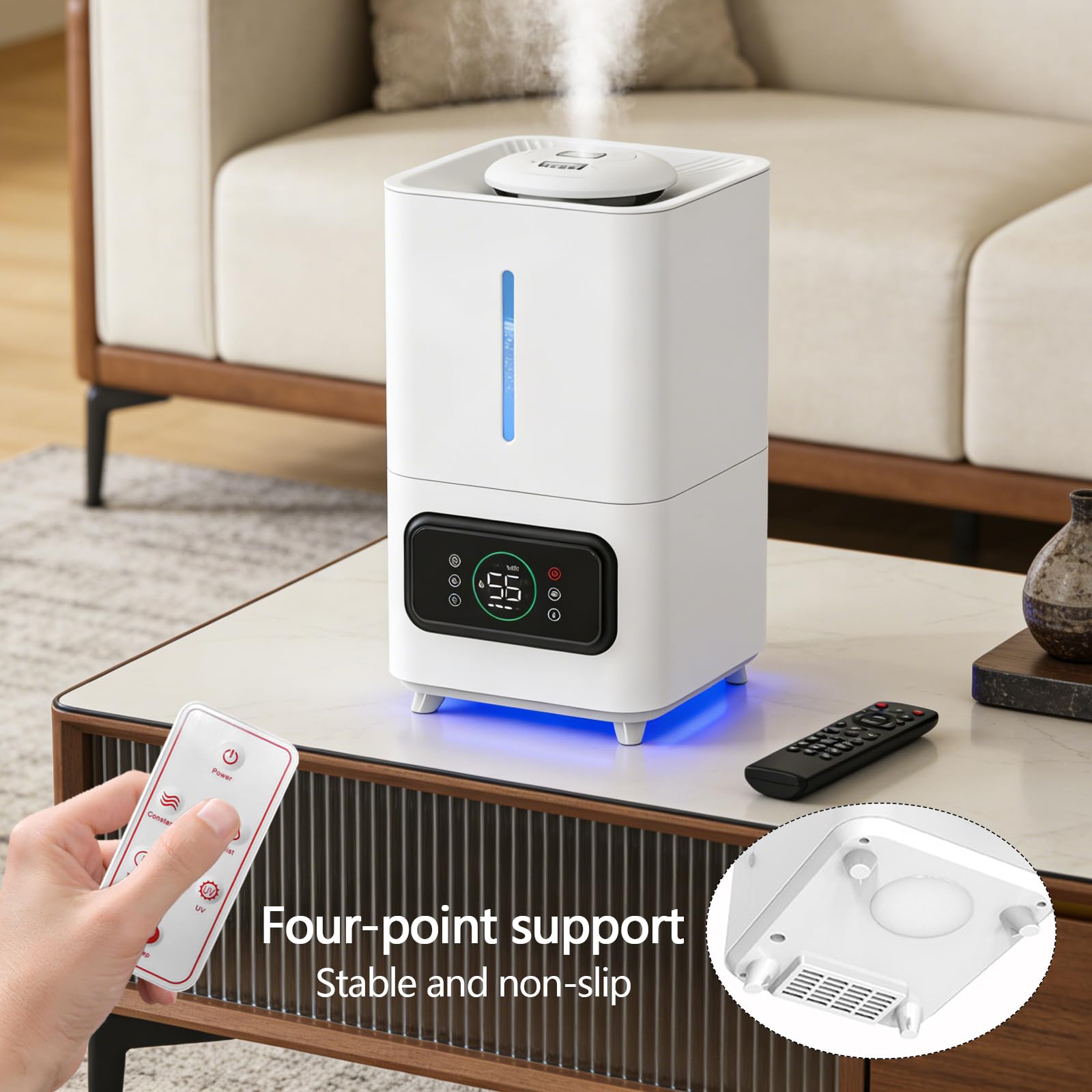 Humidificador de Aire para Plantas, Humidificador Ultrasónico Inteligente de llenado Superior con Humedad Ajustable y Temporizador
