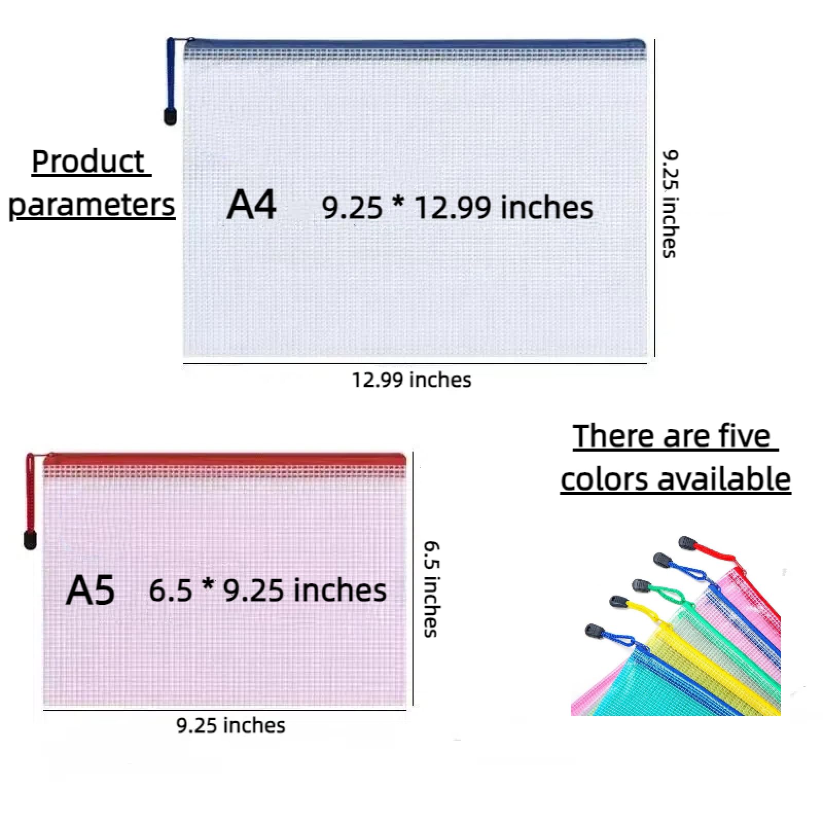 25 bolsas de documentos de malla con cremallera, bolsa de plástico para documentos, tamaño A4, bolsa de almacenamiento para suministros de oficina escolar, almacenamiento de cosméticos,