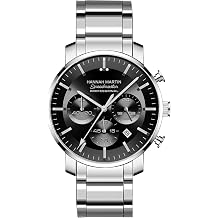 Mens Fashion Stainless Steel Analog Quartz Watches for Men Business Auto Date Chronograph Waterproof Business Casual Wristwatches