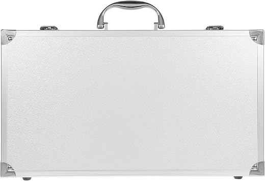 DOITOOL Metal Briefcase,Silver Aluminum Briefcase with Lock,Hard Case Locking Case,Portable Carrying Case,Metal with Ripple Foam,14.15x7.86x2.95 Inch