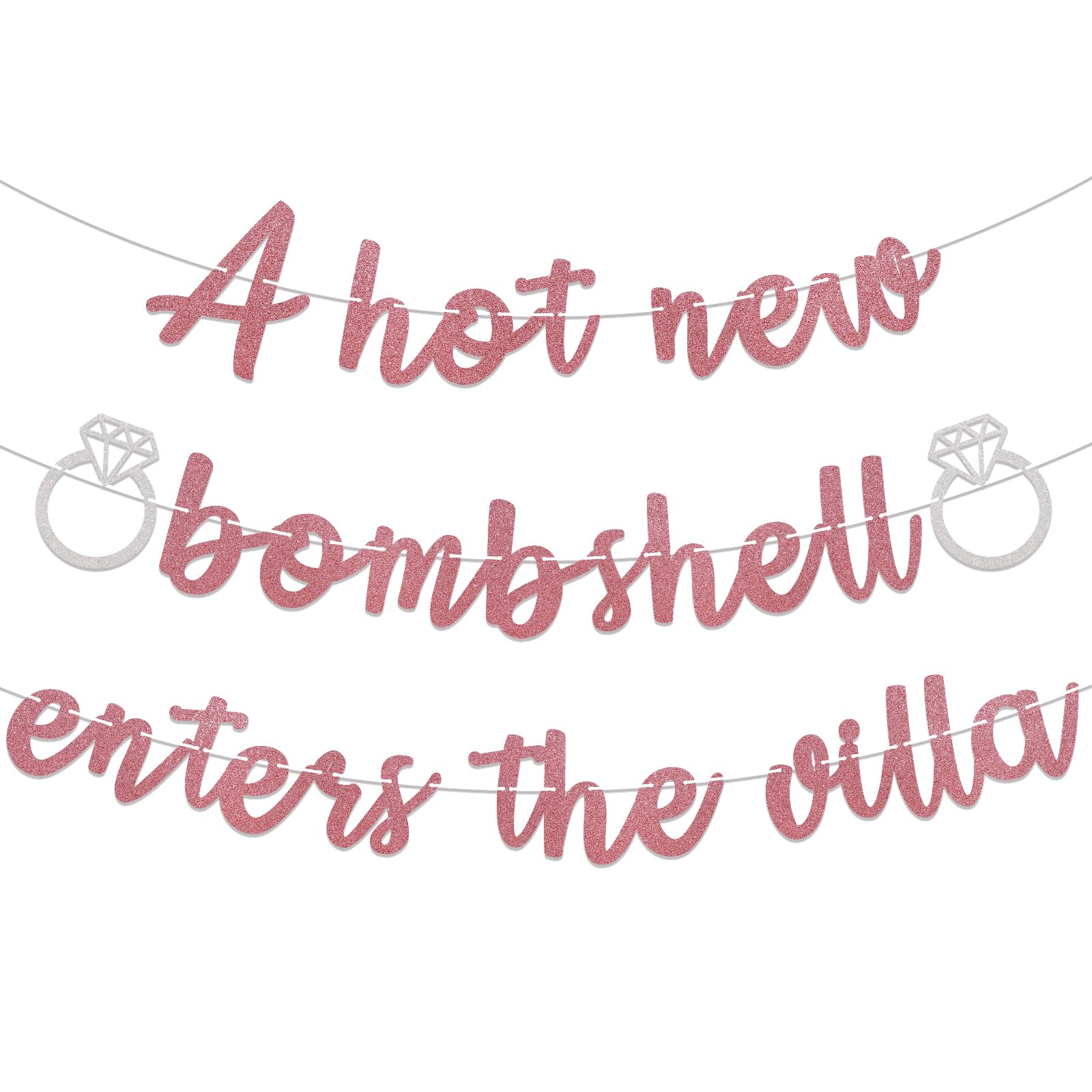 A Hot New Bombshell Enters The Villa Banner Bachelorette Party Decorations Rose Gold Glitter