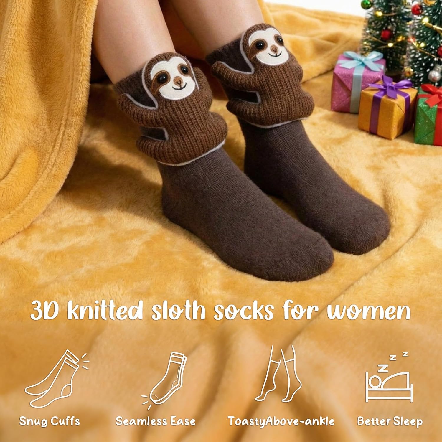 Glitopper 6 Pairs Women’s 3D Knit Animal Socks, Cute Hand Crocheted Hug Animals Socks Warm Winter Socks Gift Set for Women & Teens