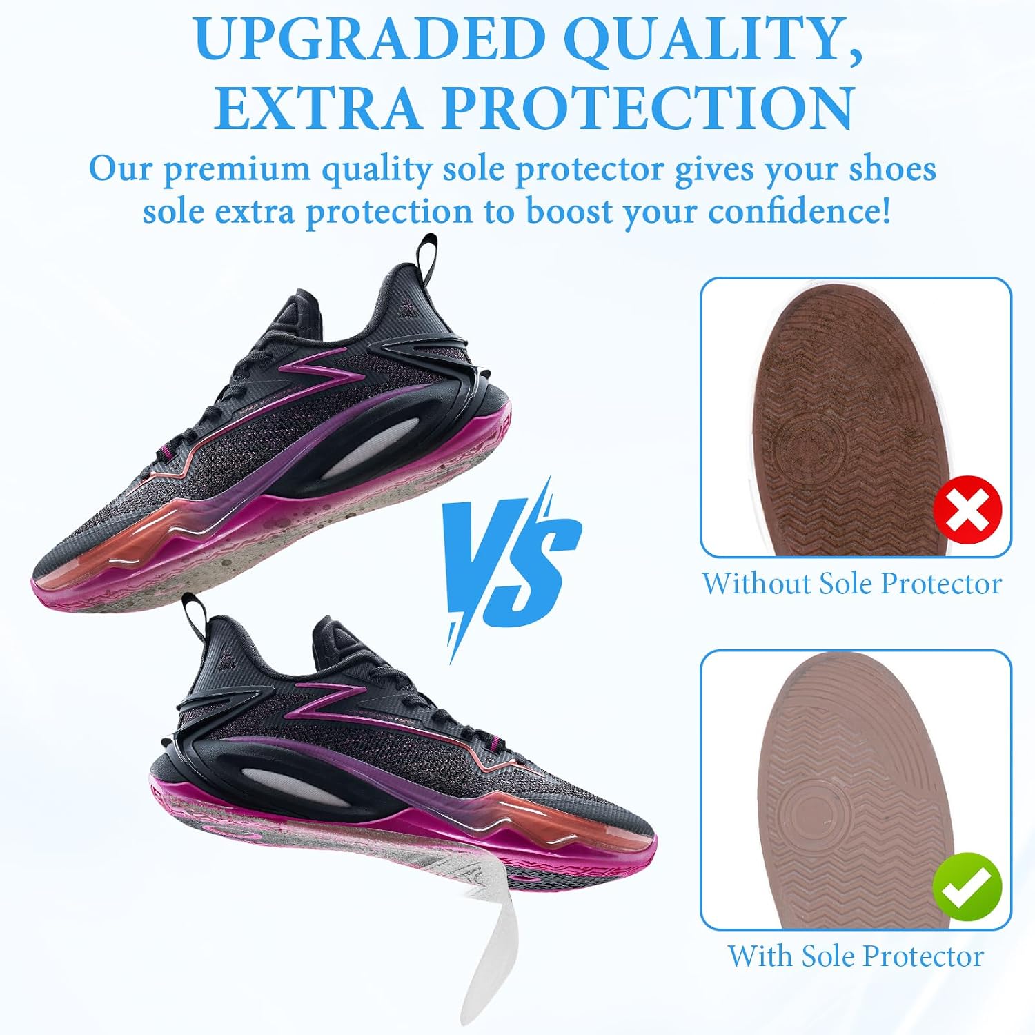 6 Pcs Sole Protector for Sneakers - Clear Invisible Shoe Sole Protector, Anti-Slip Self-Adhesive Anti-Weare Heel Protectors for Athletic/Dress Shoes/Red-Bottom Heels