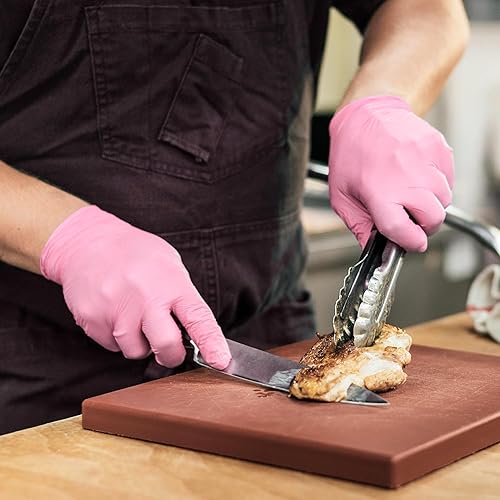 Miniatura 9 de Guantes de examen de nitrilo, 4 mil, flor de cerezo, guantes aptos para alimentos, desechables, sin látex, sin polvo
