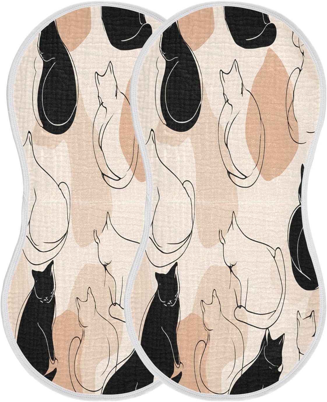 Black and White Line Art Cats Baby Burp Cloths -4Pcs Soft Absorbent Muslin Washcloths Bibs Face Towel for Newborn Boys Girls 22 x 11 Inch