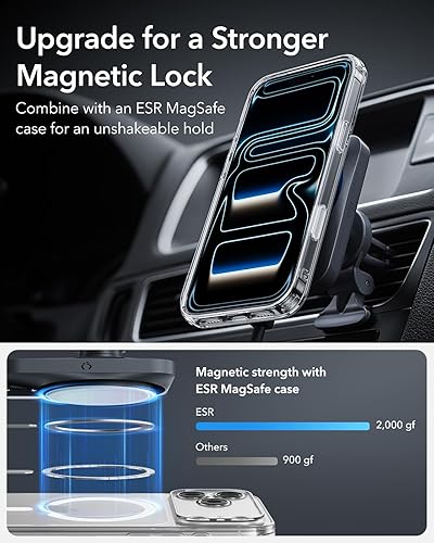 Miniatura 7 de ESR Cargador MagSafe para coche de 15 W con CryoBoost, fabricado para Apple, para soporte de automóvil MagSafe, cargador inalámbrico magnético para