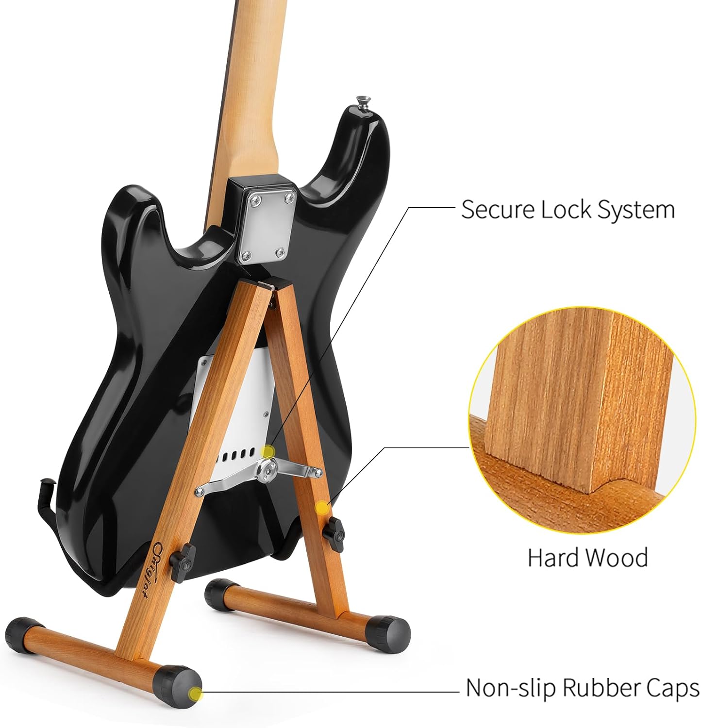 SNIGJAT Acoustic Guitar Stand, Wooden A-Frame Folding Electric Guitar Display Stand with Padded Foam, Compatible for Cello, Mandolin, Bass, Banjo, Ukulele