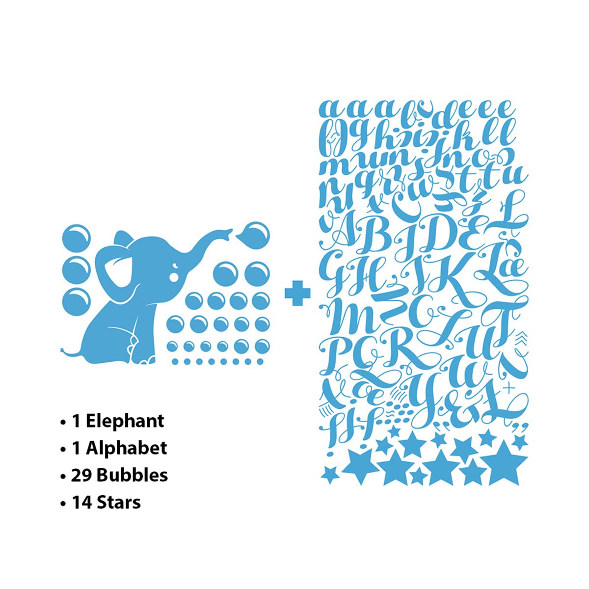 Personalised Name Stickers, Éléphant, 55x30cm + 20x30cm - Image 4