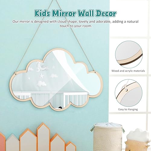 Miniatura 4 de Espejo decorativo con forma de nube, espejo en forma de nube, inastillable, espejo de pared, sin vidrio, espejo seguro para niñas, guardería,