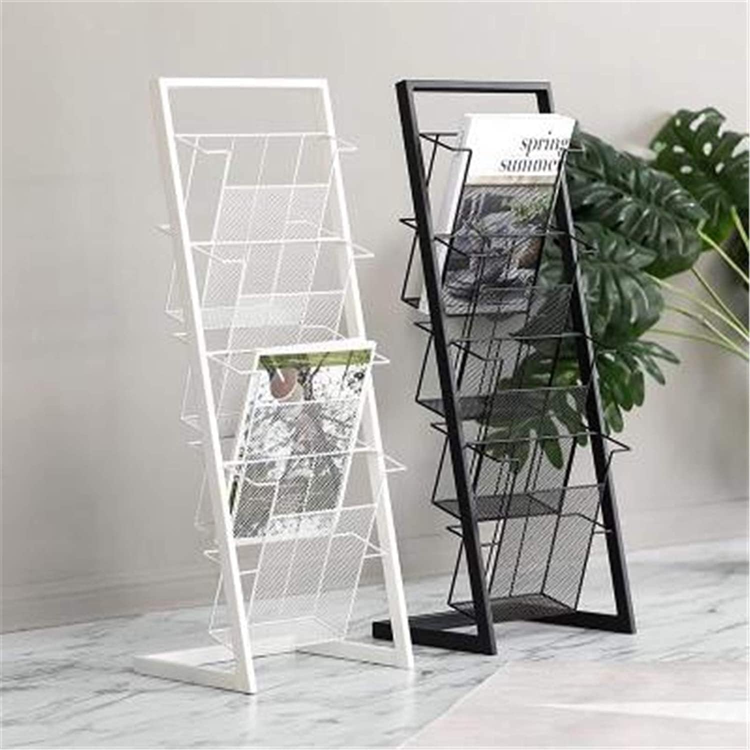 Display Rack Golden Iron Magazine Bookshelf Simple Floor Magazine Rack for Modern Home Living Room (Color: Gold Size: 34x25x105cm) (Color : Gold Size : 34x25x105cm) (White 34x25x105cm)