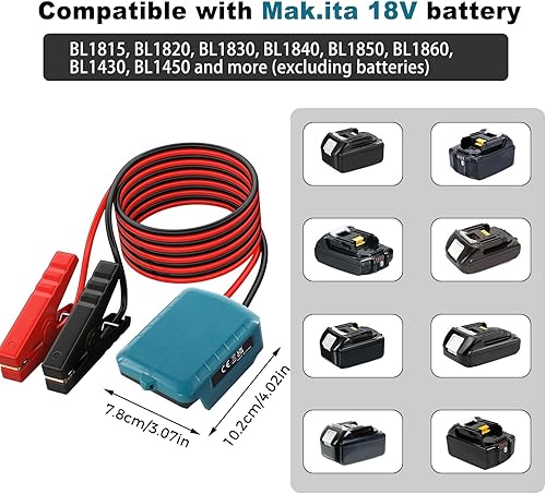 Miniatura 3 de Kit de cable de puente con interruptor para batería Makita de 18 V, abrazaderas reforzadas 12 AWG 5.9 pies cable de refuerzo para automóvil
