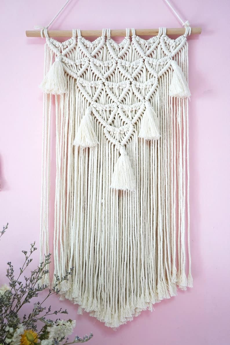 R.R.LALA Macrame Wall Hanging Tapestry Boho Macrame Tapestry HandWoven Home Decor Wall Pediment