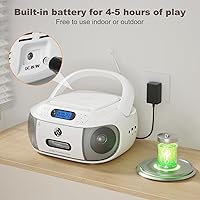 Vista 2 de Combo de Reproductor de CD y Cassette, Hernpark Boombox Recargable con Bluetooth 5.1, Reproductor de CD con Control Remoto, Grabación de Cinta
