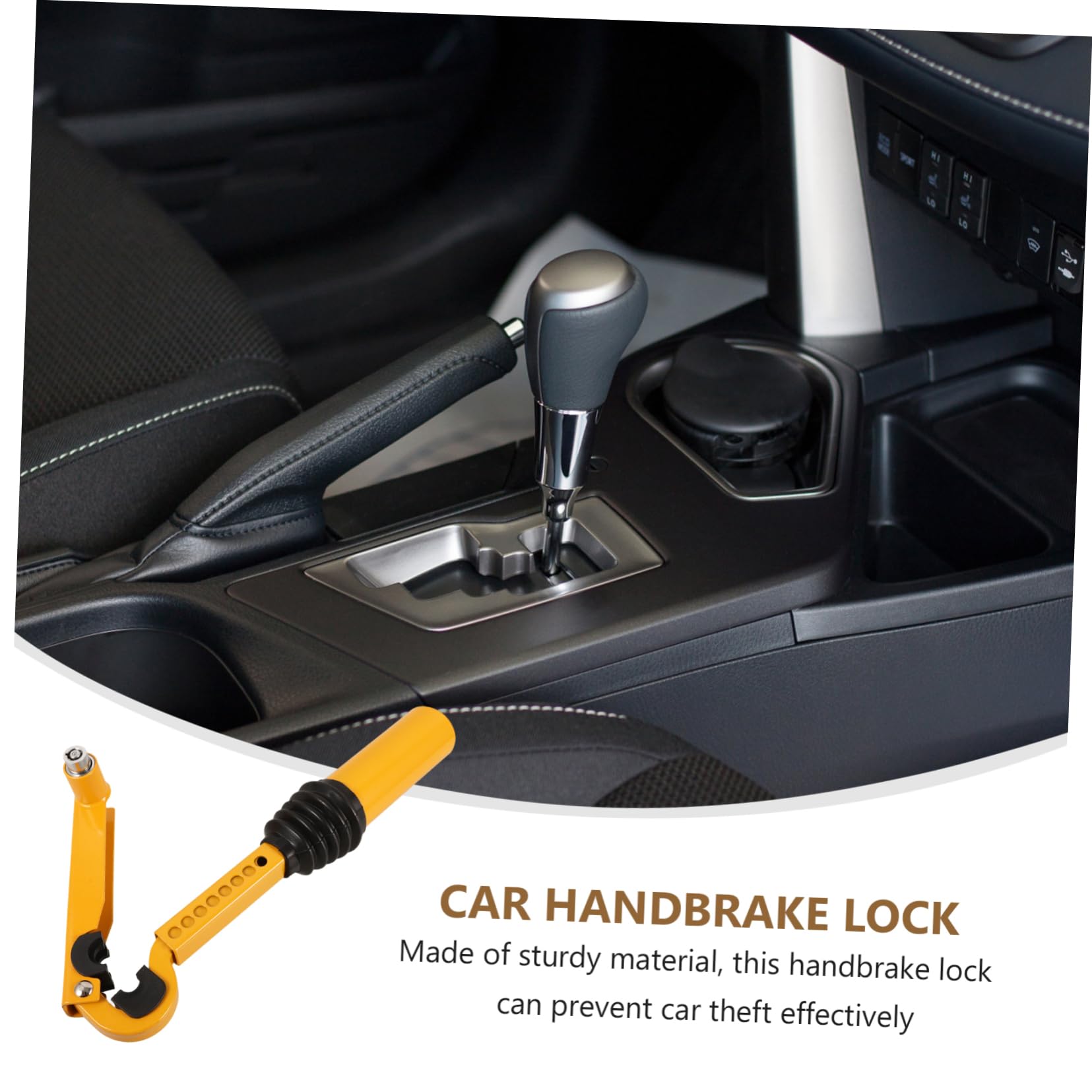 TOPBATHY Dispositif Antivol pour Voiture en Acier Or, Verrou de Levier de Vitesse Facile à Installer Structure Simple, Protection du Frein à Main pour Sécurité Renforcée