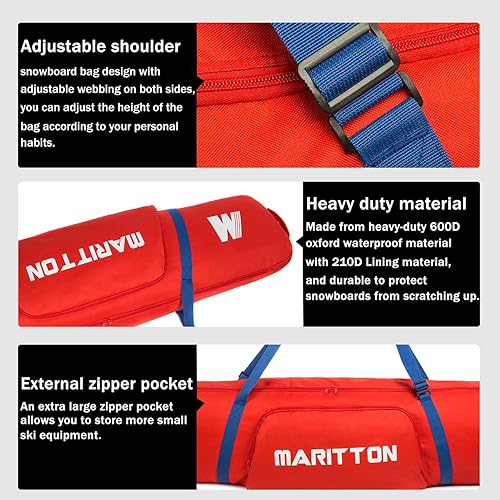 Miniatura 11 de Combo de bolsa acolchada para snowboard y botas, almacenamiento de transporte de snowboard hasta 65.0 in y botas hasta talla 13, bolsas de viaje