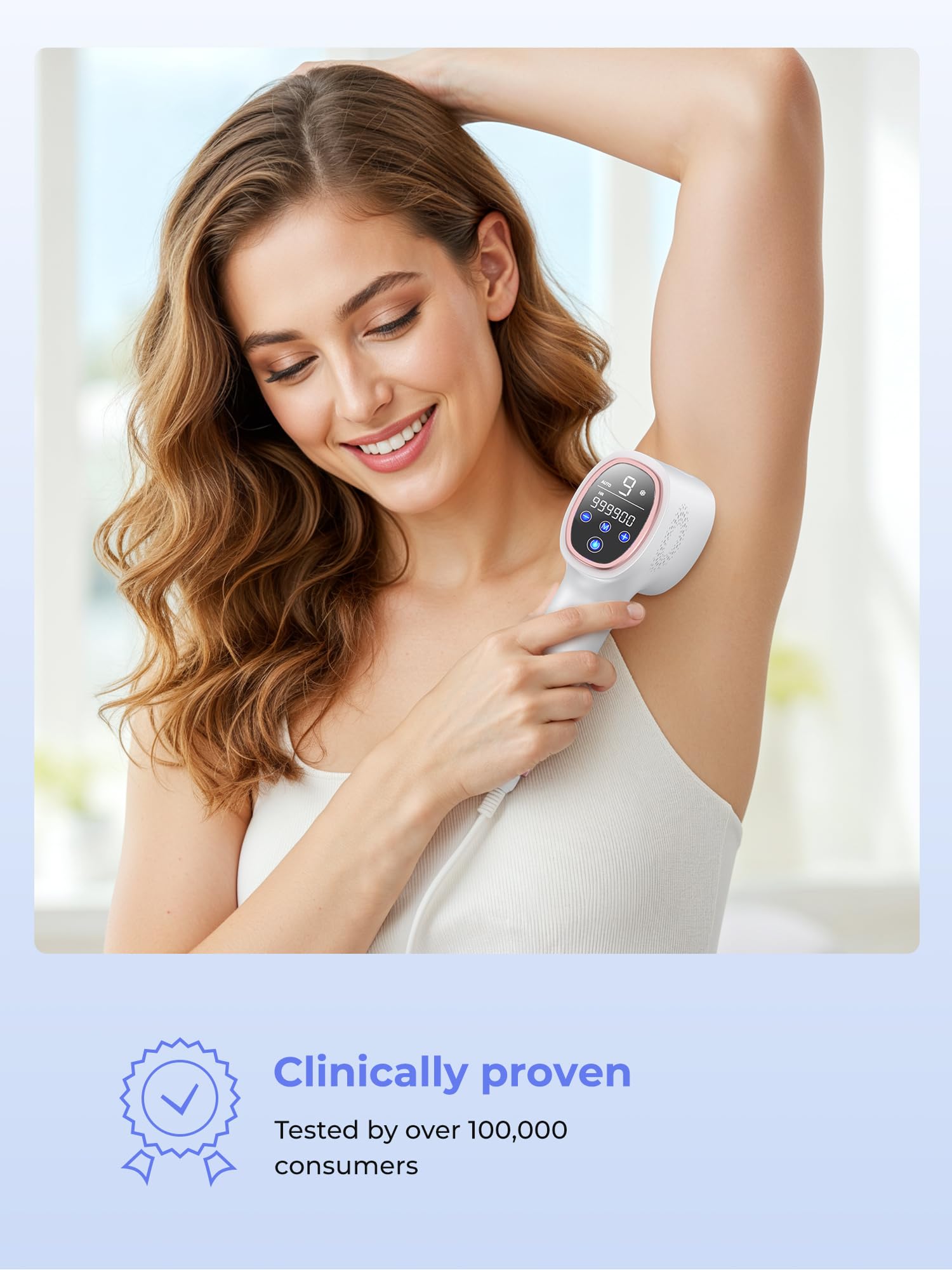 Depilación láser para mujeres y hombres, contacto de enfriamiento de hielo de 45 °F, alternativa segura y prácticamente indolora al dispositivo de depilación IPL de salón, depilación de larga 7