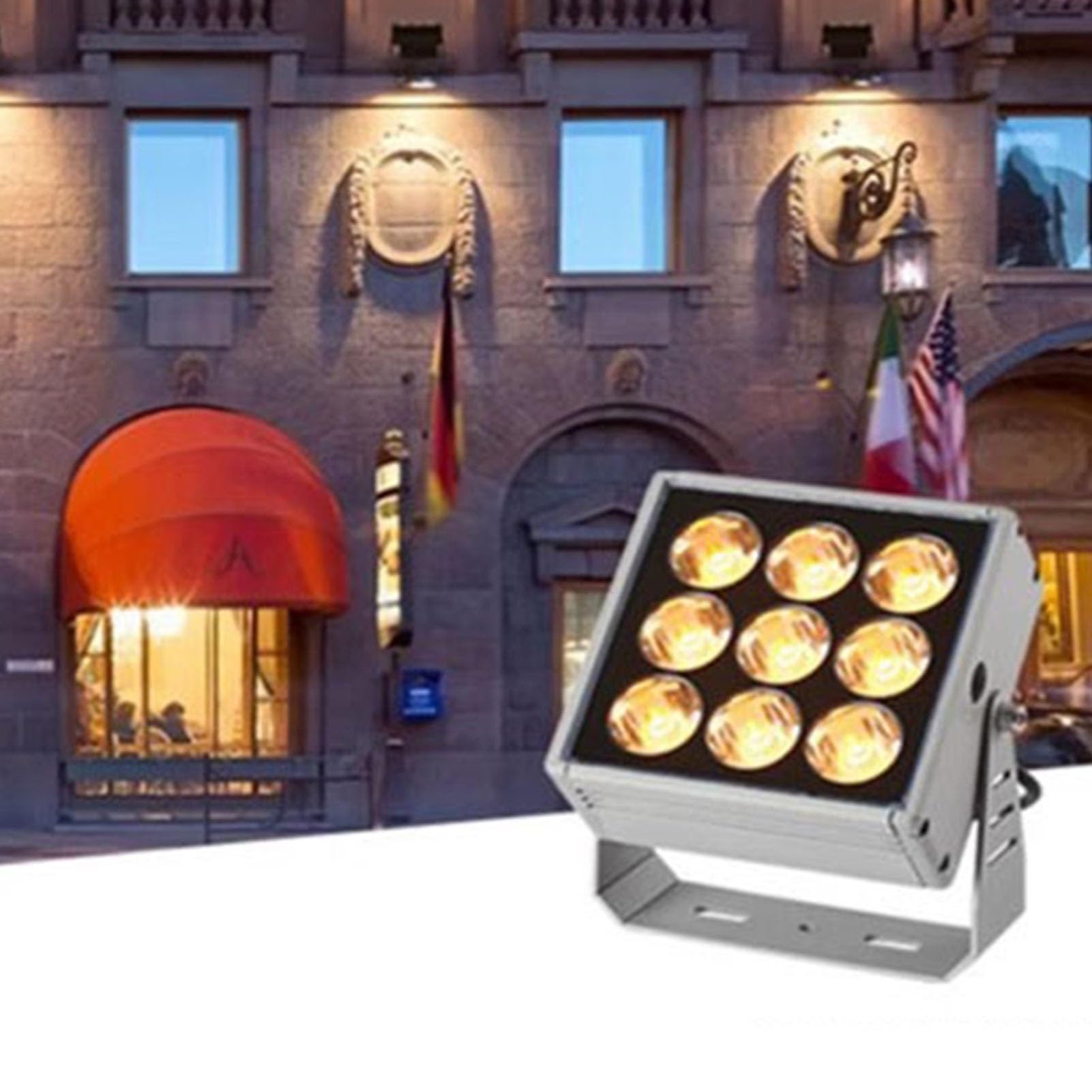 THEGA Foco LED De Haz Largo De 27 W para Paisajismo, Impermeable IP65, Bañador De Pared para Exteriores, 110-230 V, para Porche, Jardín, Césped Y Bodas(Blue)