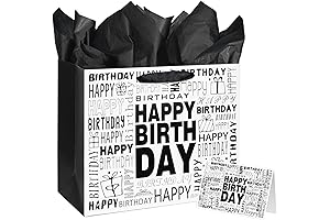 Black and White Happy Birthday Gift Bag