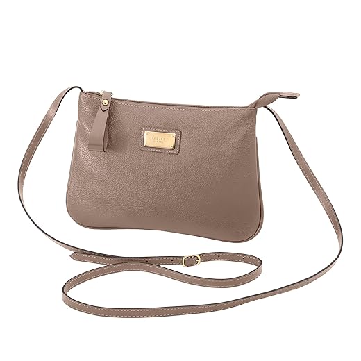Bolsa Feminina Transversal Zíper Couro Legítimo Mariart 199