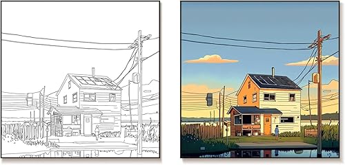 GXOBOCX Pintura iluminada con luz LED alimentada por USB, pintura artística de paisaje de ciudad, decoración de pintura enmarcada para decoración