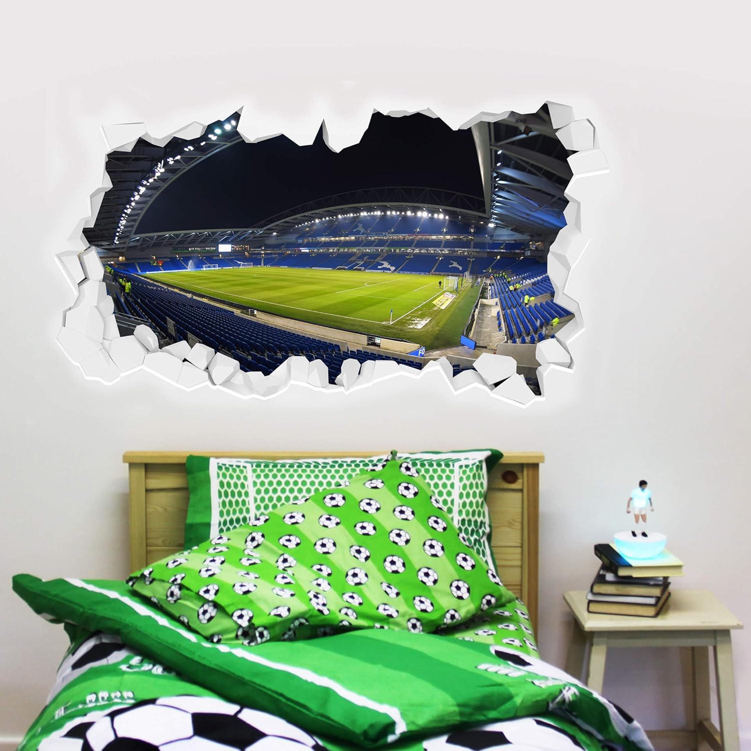 Beautiful Game Official Brighton & Hove Albion Football Club Amex Stadium At Night Broken Wall Sticker Mural (90Cm X 45Cm)