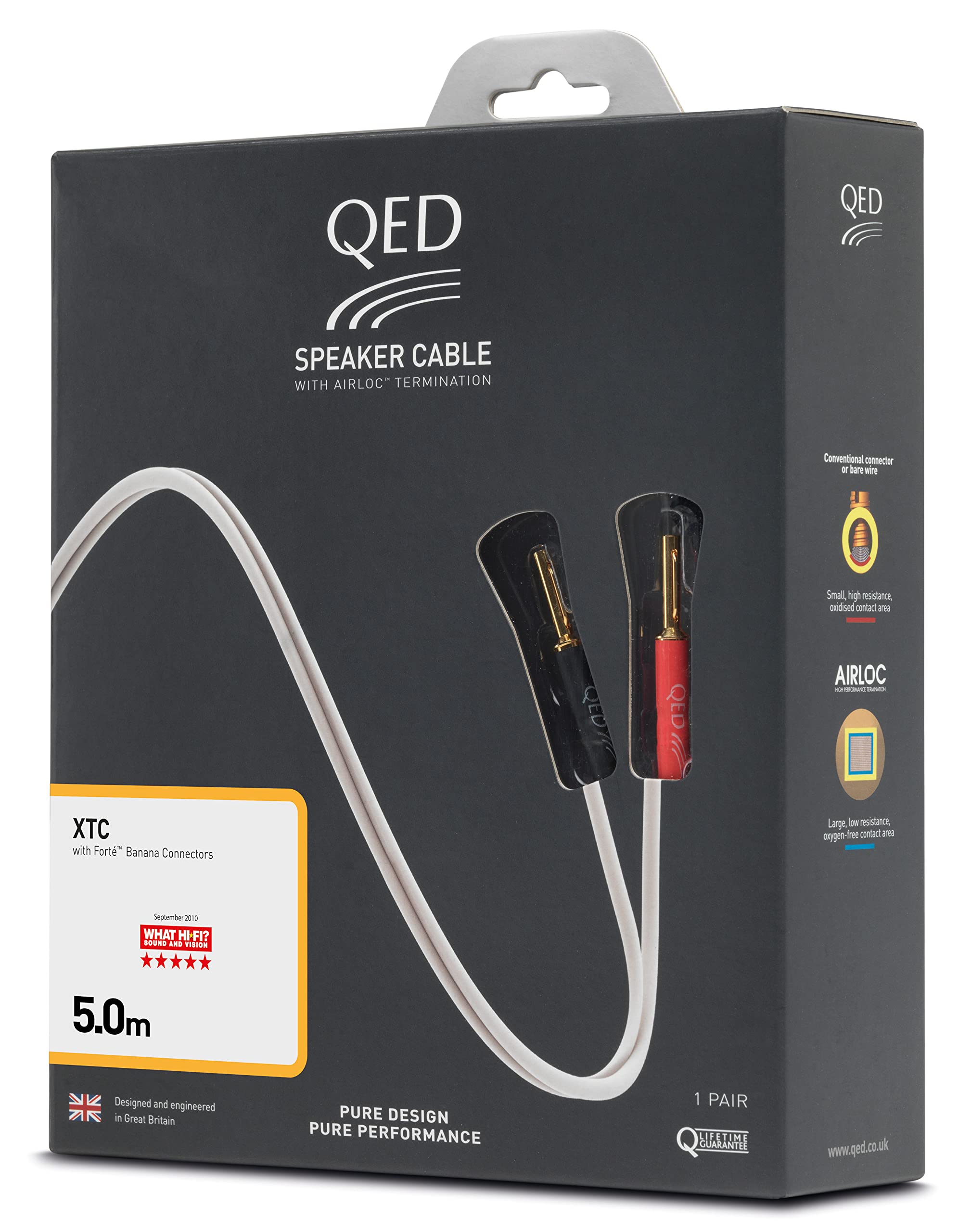 QED QE1414 Performance XTC Pre-Terminated Speaker Cable, 5 m, White