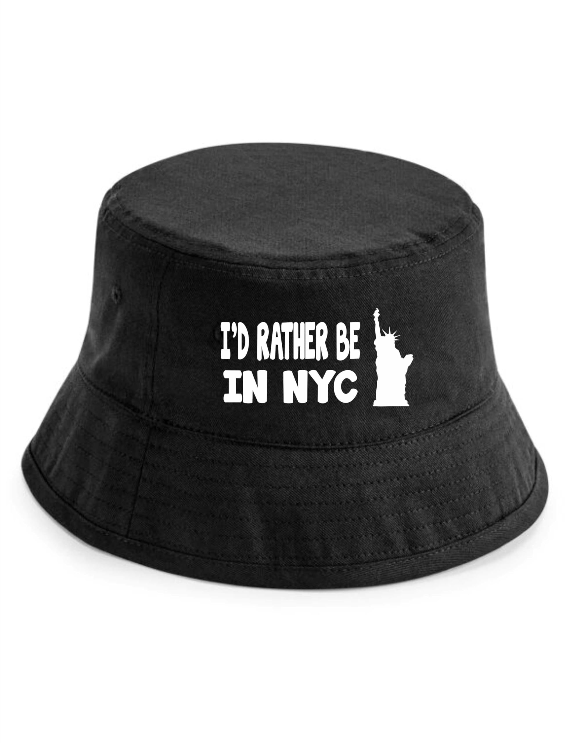 Print4U I'd Rather Be in NYC Bucket Hat New York Birthday Gift for Men & Ladies Black LXL