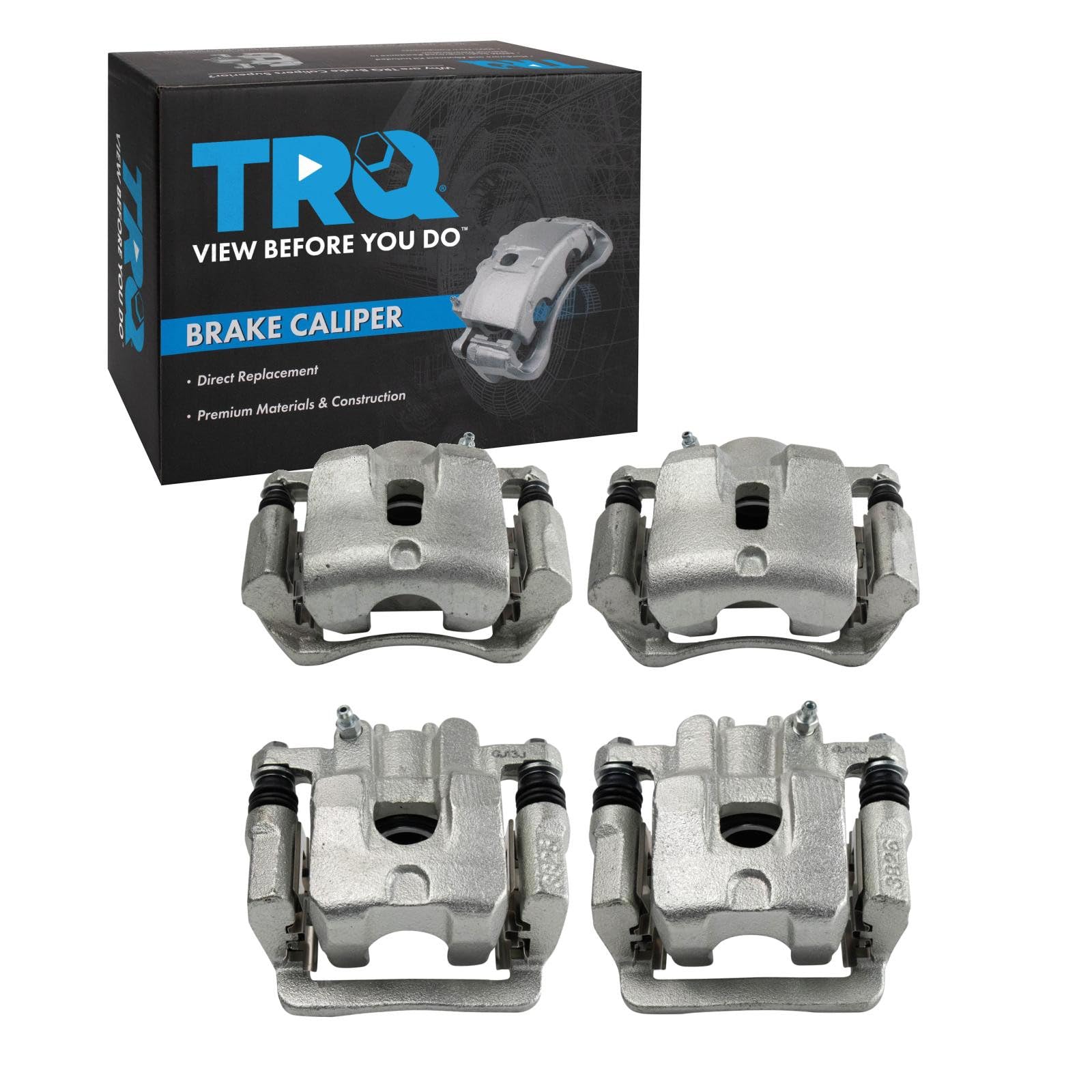 TRQ Front and Rear Brake Caliper Set Zinc Coated Brackets Hardware Compatible with 2003-2008 Honda Pilot