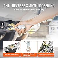 Vista 23 de VEVOR Extractor de cuerda de 3/4 Toneladas (1,653 lbs) de capacidad de tracción, con 30.5 m de cuerda de 1.5 cm de diámetro, 2 ganchos, cabrestante