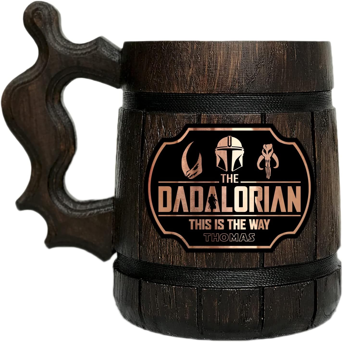 Dadalorian Mug. Father's Day Mug. Personalized Gift for Dad. Wooden Beer Mug. Beer Tankard. Dad Gift. Beer Steins #936/0.6L /22 ounces