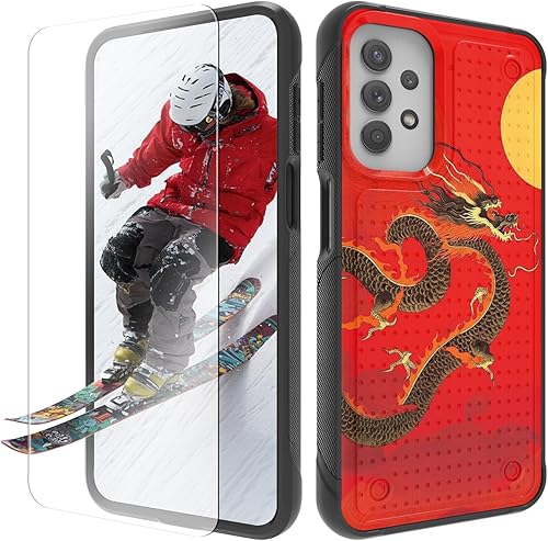 Miniatura 8 de Funda para Samsung Galaxy A13A04A04SA23A32 5G con protector de pantalla, parte trasera con textura de policarbonato duro, diseño de cielo estrellado