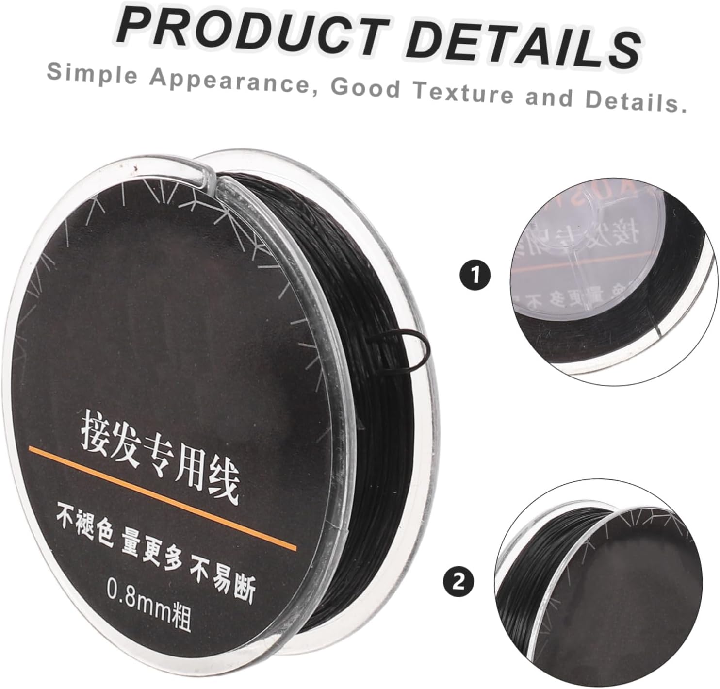 GARVALON 3pcs Ultra Fine Elastic Thread for Hair Extensions, Invisible Crystal Seamless Stretch Cord 0.8mm/0.4mm/0.23mm, Anti-fray Weaving String for Wig Making and Bracelet Crafting