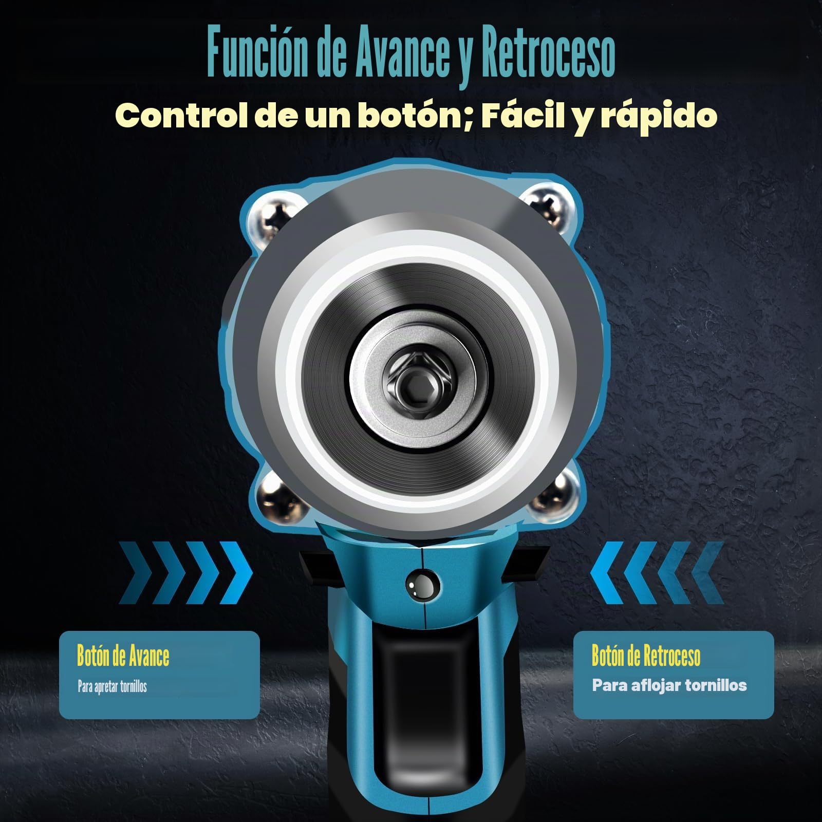 Llave de impacto eléctrica de 18 V, 1/2 ‘cuadrada, batería sin escobillas, par de torsión, 350 Nm con luz LED, 0-4000 rpm (sin batería ni cargador)