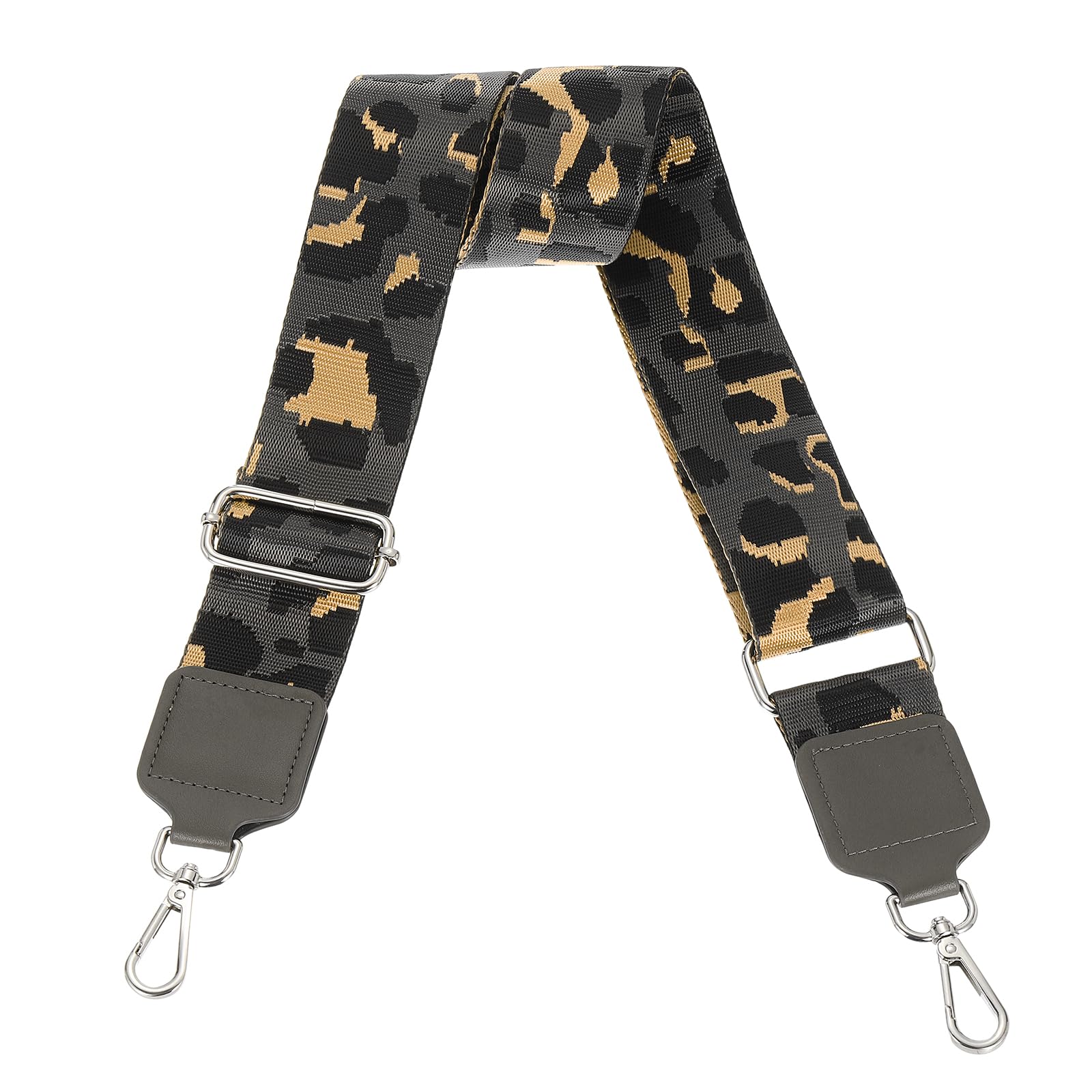 uxcell Wide Shoulder Strap, 5cm Adjustable Purse Strap Replacement Crossbody Strap for Shoulder Bag Handbag, Grey, Silver Square Mouth Buckle