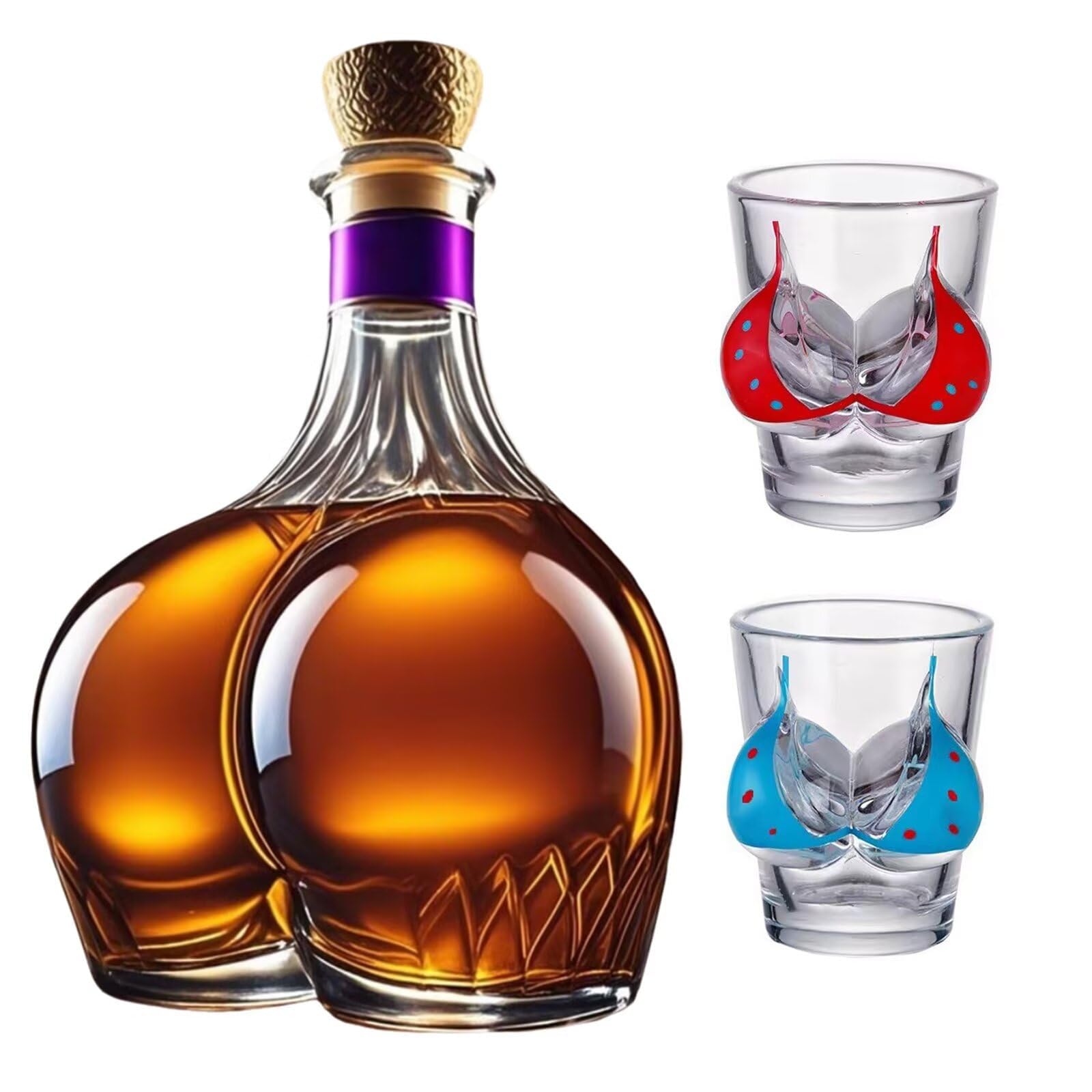 300ML Decantador Whisky Arte Escultura - Decantador De Whisky De Cristal Novedoso, Jarra Vino Con Diseño Soplado, Botella De Whisky 3D Con Forma De Trasero Divertido