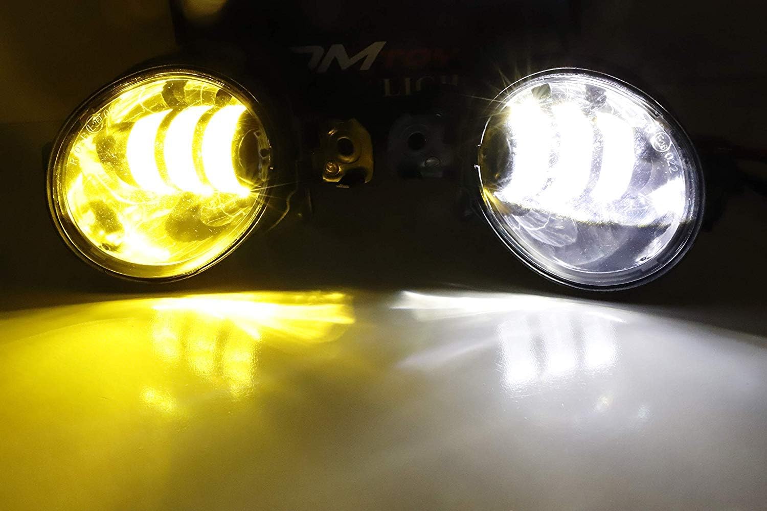 iJDMTOY Clear Lens 6000K White/2500K Yellow Dual Color 20W High Power LED Fog Light Assembly Compatible With Acura Honda Nissan Subaru Land Rover Suzuki, etc