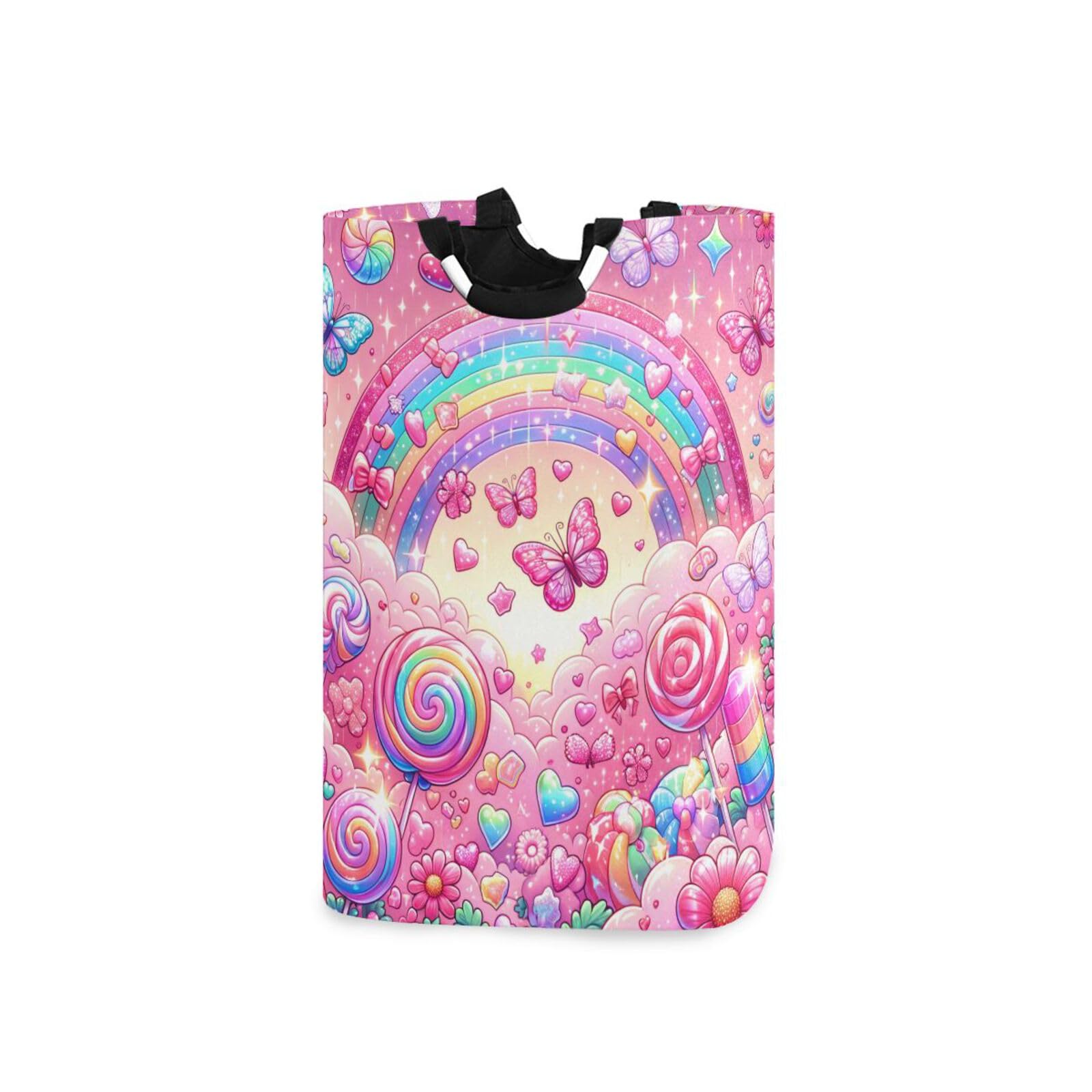 Jihqo Laundry Hamper Basket Glittery Rainbows Collapsible Nursery Storage Bin Waterproof Clothing Baskets for Home Bedroom Bathroom Washing Room