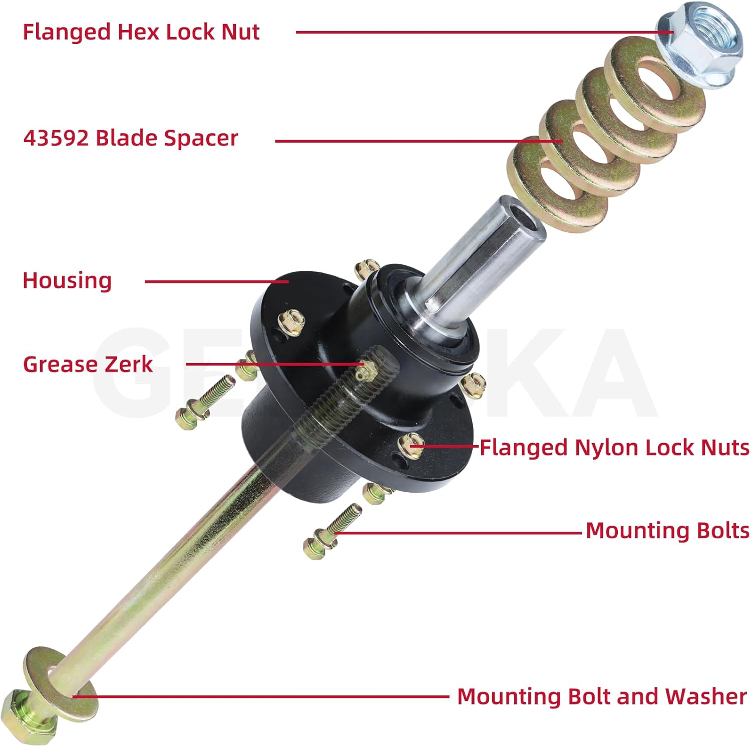 GELASKA 461663 Spindle Assembly Scag with 43592 Blade Spacer Replaces Scag 461663 Spindle Assembly, 46631 Scag Spindle 461663, Scag 46631 Spindle, 46020, 46400 for Scag 32 36 48 52 61 72 Cutter Decks