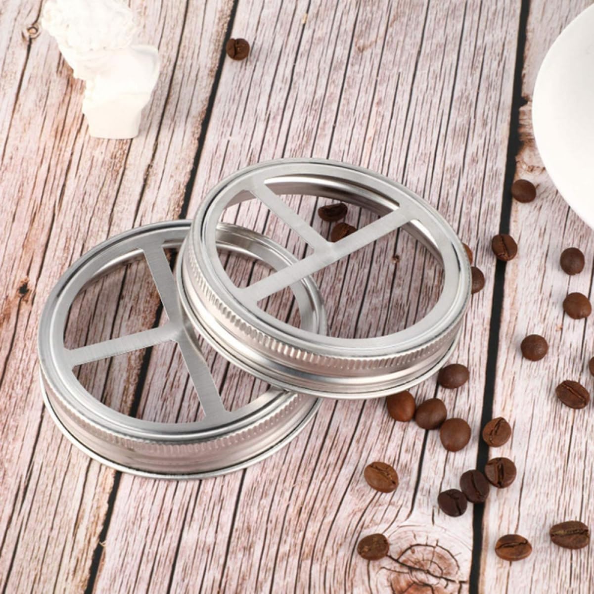 Mobestech 15pcs Stainless Steel Toothbrush Holder Jar Lids Wide Mouth Canning Jar Covers for Bathroom Organization and Rustproof Design for Home and Kitchen Use