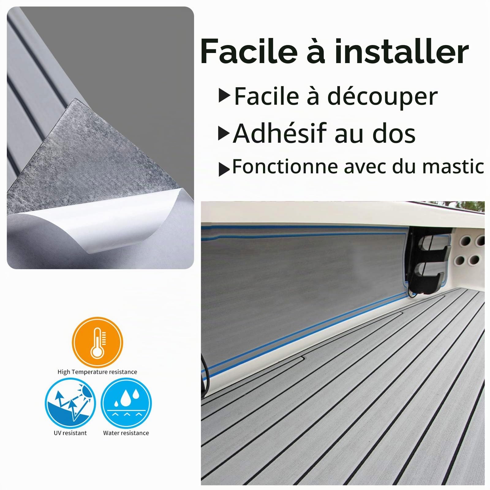 SenMore Tapis de Sol en Mousse Marine EVA, Tapis Antidérapant en Bois de Teck Lmitation, Utilisé pour Bateaux, Yachts, Véhicules Récréatifs, Sols de Jardin Imitation Teck Tapis, Marron