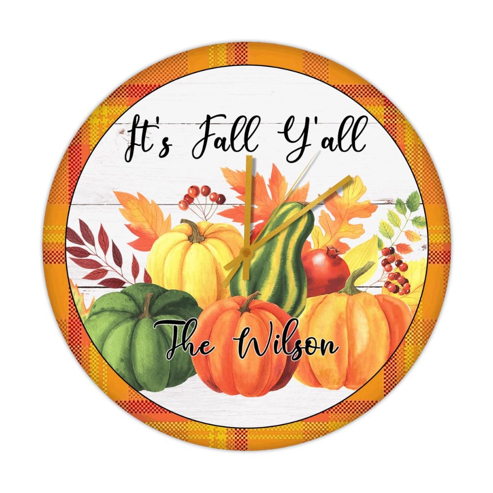 Horloge murale ronde en bois It's Fall Y'all pour décorer votre salon en automne