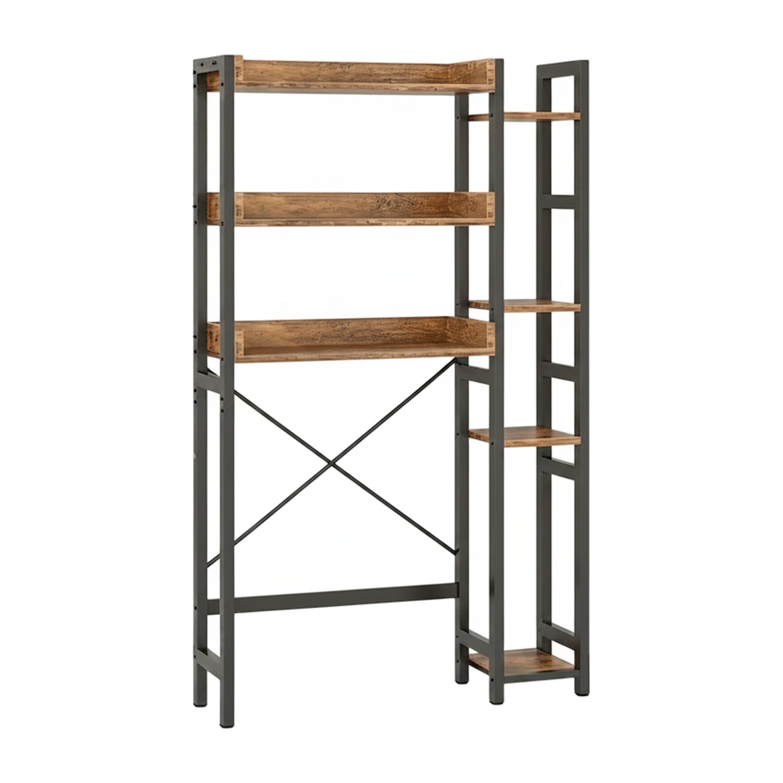 Relaxdays estantería sobre Inodoro, 3 Niveles, Mueble para baño sobre WC, 161x80x24 cm, Metal/MDF, Negro/marrón