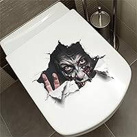 Vista 5 de 4 hojas de calcomanías para tapa de inodoro de Halloween, calcomanías 3D de pared rota de calavera de terror, calcomanías de pared horribles