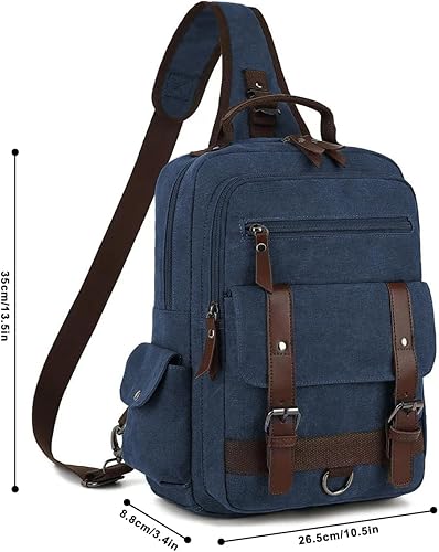 Miniatura 4 de Bolsa de mensajero vintage, mochila de lona para viajes, bolsa de hombro para hombre, bolsa de doble uso para transporte de mano y transporte cruzado