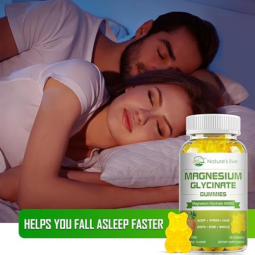 Miniatura 5 de Gomitas de glicinato de magnesio, suplemento de magnesio sin azúcar con glicinato de magnesio 400 mg, L-treonato de magnesio 200 mg para un estado