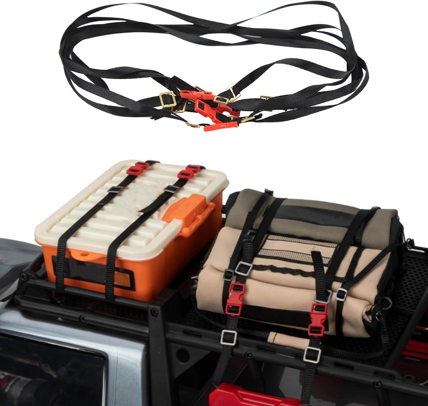 5PCS RC Crawler Accessories, Roof Rack Straps, 1/10 RC Crawler Compatible with 1/10 RC Pedrail SCX10 D90 WPL D12 TF2 YK6101