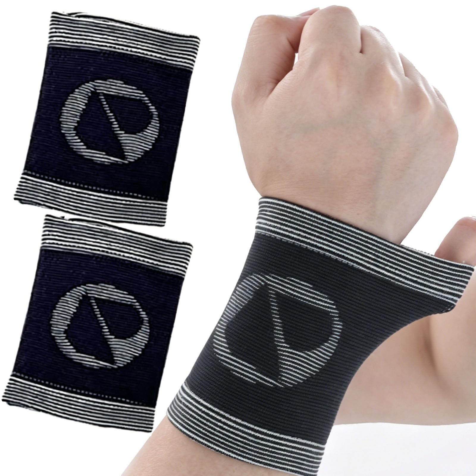2 Pack Knitted Sports Wrist Brace for Men, Elastic Compression Support Wrist Band for Basketball, Badminton, Gym, Tennis, Volleball - Flexible Joint Protection for Workouts Sports & Daily-image-32