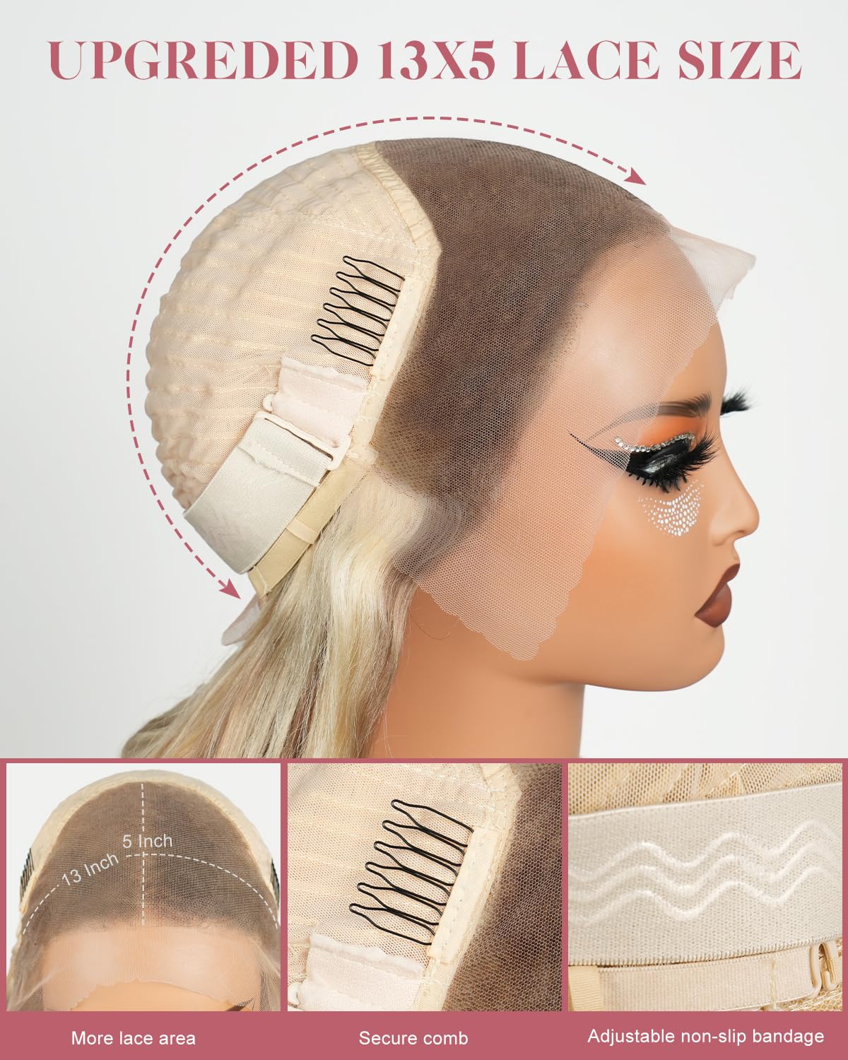 Alididi Highlight P18/613 Blonde Bob Wig Human Hair Straight 13x5 HD Transparent ombre Lace Front Wigs Human Hair Pre Plucked Short Bob Wig human hair 180% Density 613 bob wigs for black women 10 Inch - Image 4