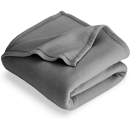 Bare Home Polar Fleece Blanket - Full/Queen Blanket - Grey - Warm & Cozy - Premium Fleece Blanket - Blanket for Bed, Sofa, Camping, Travel and Cold Nights - Lightweight Blanket (Full/Queen, Grey)